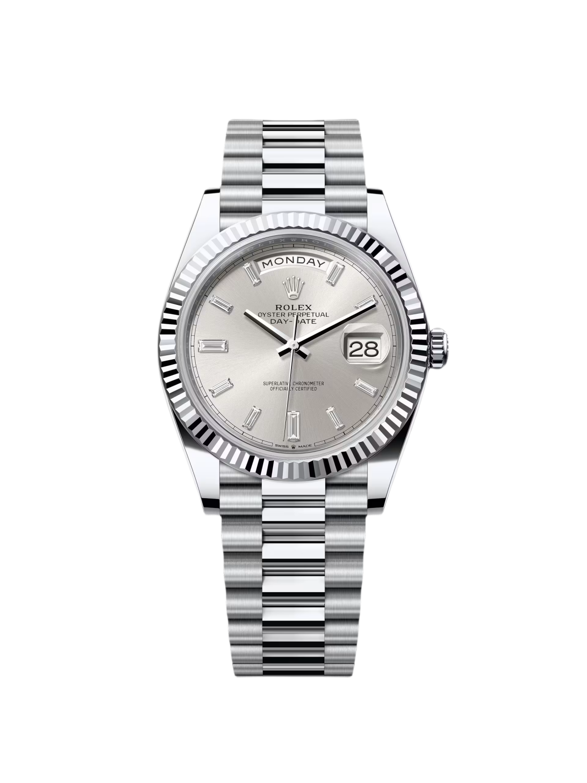 【Super Clone】RLX  Day-Date President 40mm Silver Diamonds Dial  228236-0002