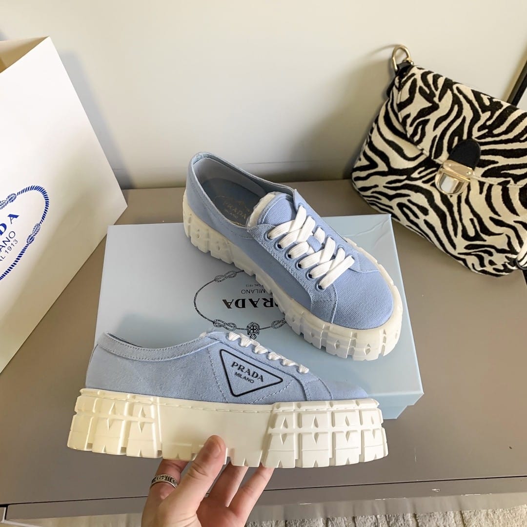Prada Double Wheel Nylon Gabardine Sneaker Light Blue 1E260M3Lfxf0591F050