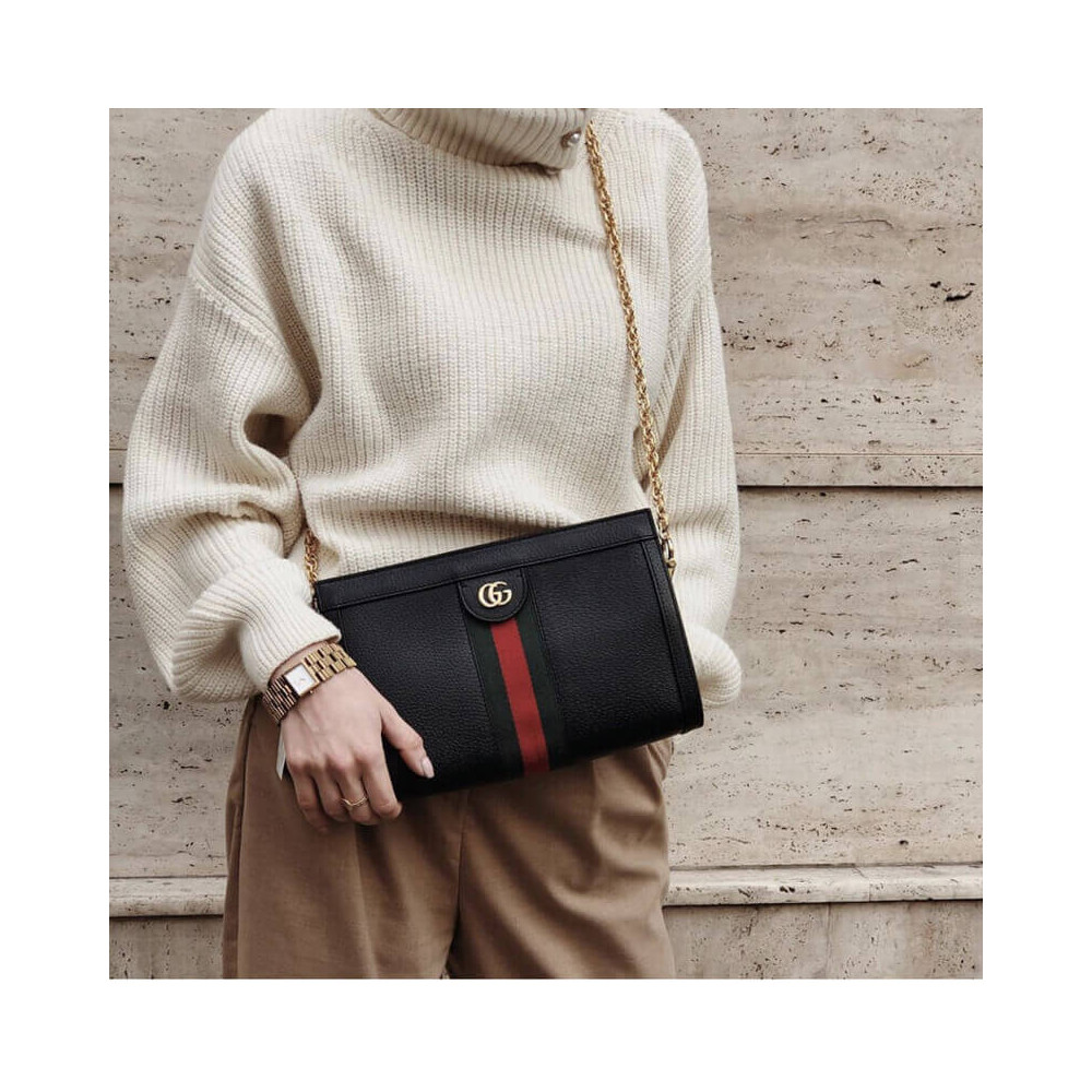 Gucci Ophidia Small Shoulder Bag in Black Leather