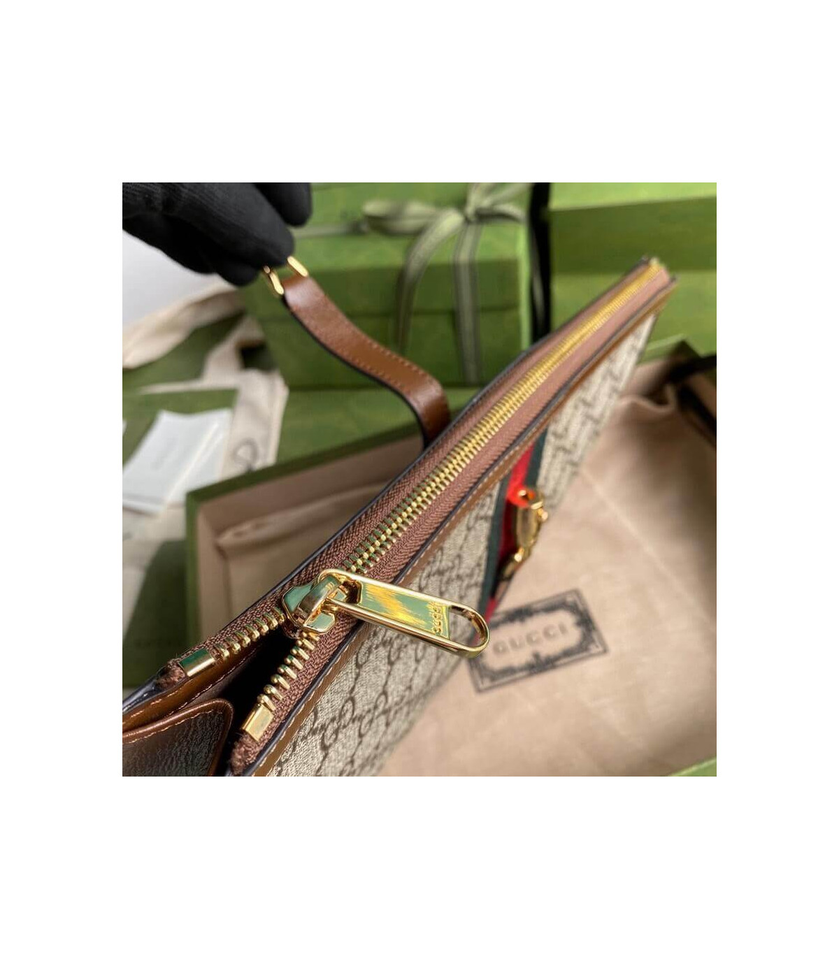 Gucci Jackie GG Coated Canvas Jackie 1961 Pouch Clutch Bag 30.5cm