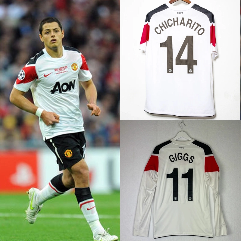 Retro 2010-11 UCL Manchester United in the Champions League version away Football jersey retro