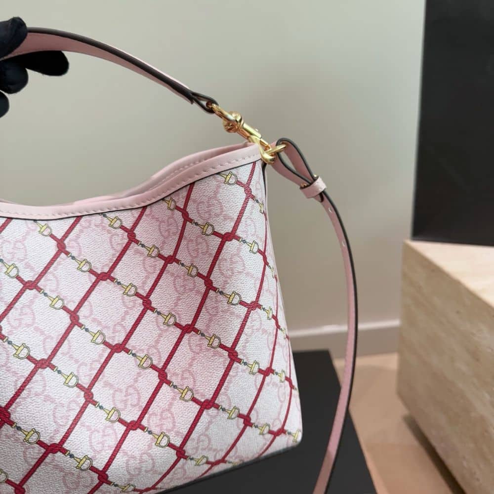 Gucci GG Emblem Small Bucket Bag Pink And Red 20Cm 815118 FAFF1 8649
