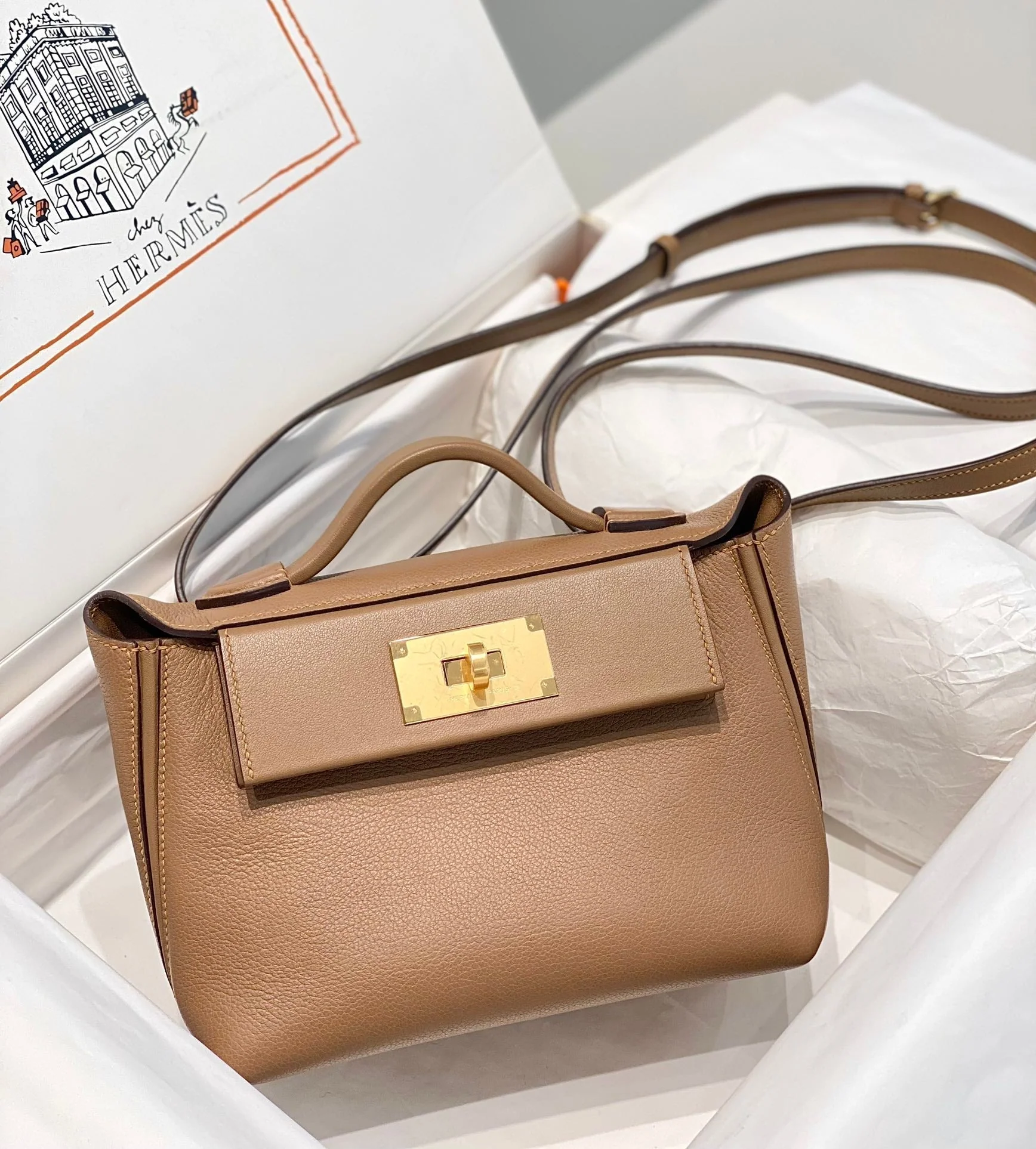 HM 24/24 Mini Bag 21cm Brown Evercolor Gold Hardware