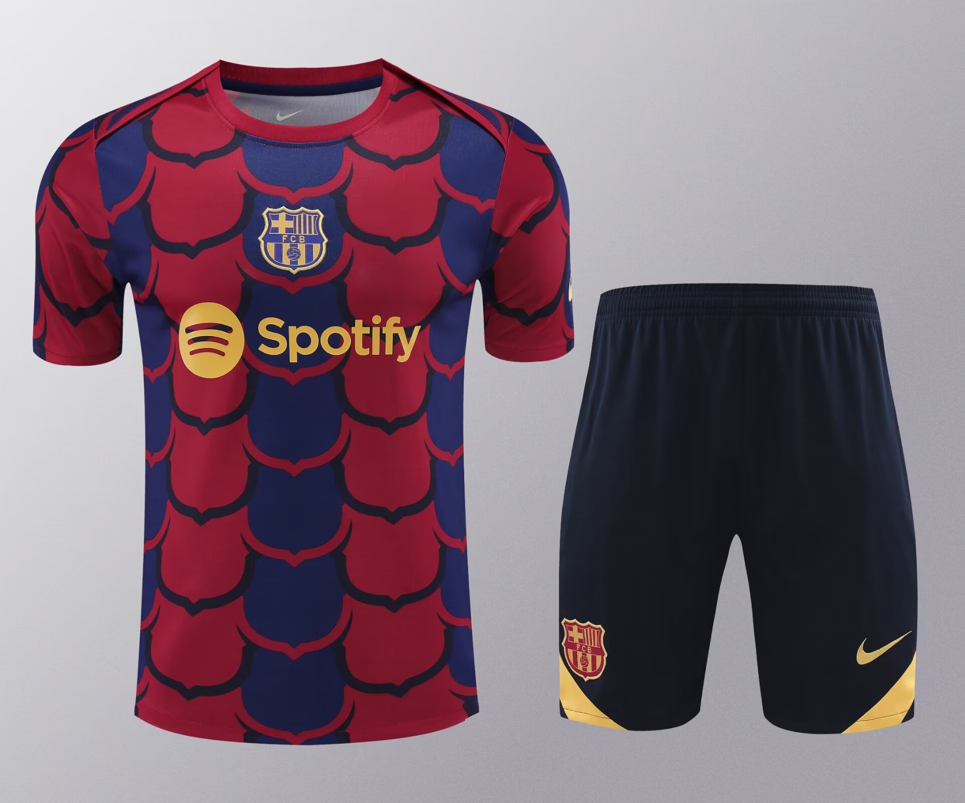 2024/2025 Barcelona pre-match training Blue-Red Shirt+Shorts 1:1 Thai Quality