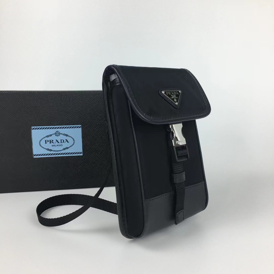 Prada Black Re-Nylon Phone Pouch Black 19Cm
