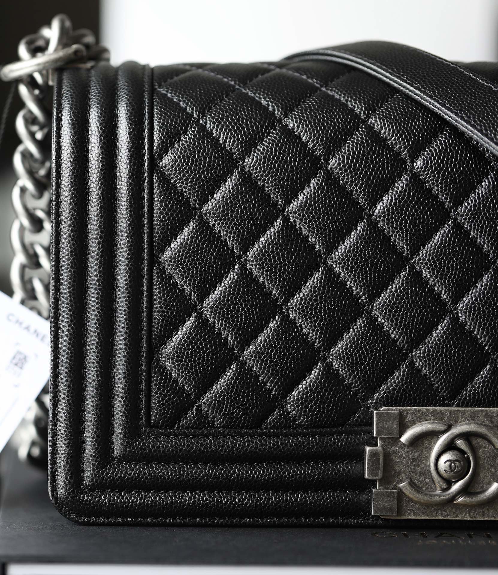 Chanel Medium Boy Black Caviar With Ruthenium Hardware 25cm