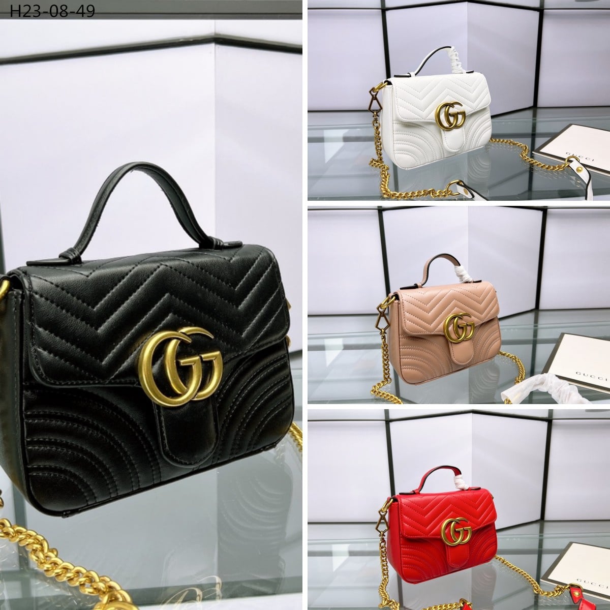 Gucci Gg Marmont Mini Top Handle Bag Black 20Cm ‎547260 Dtdit 1000
