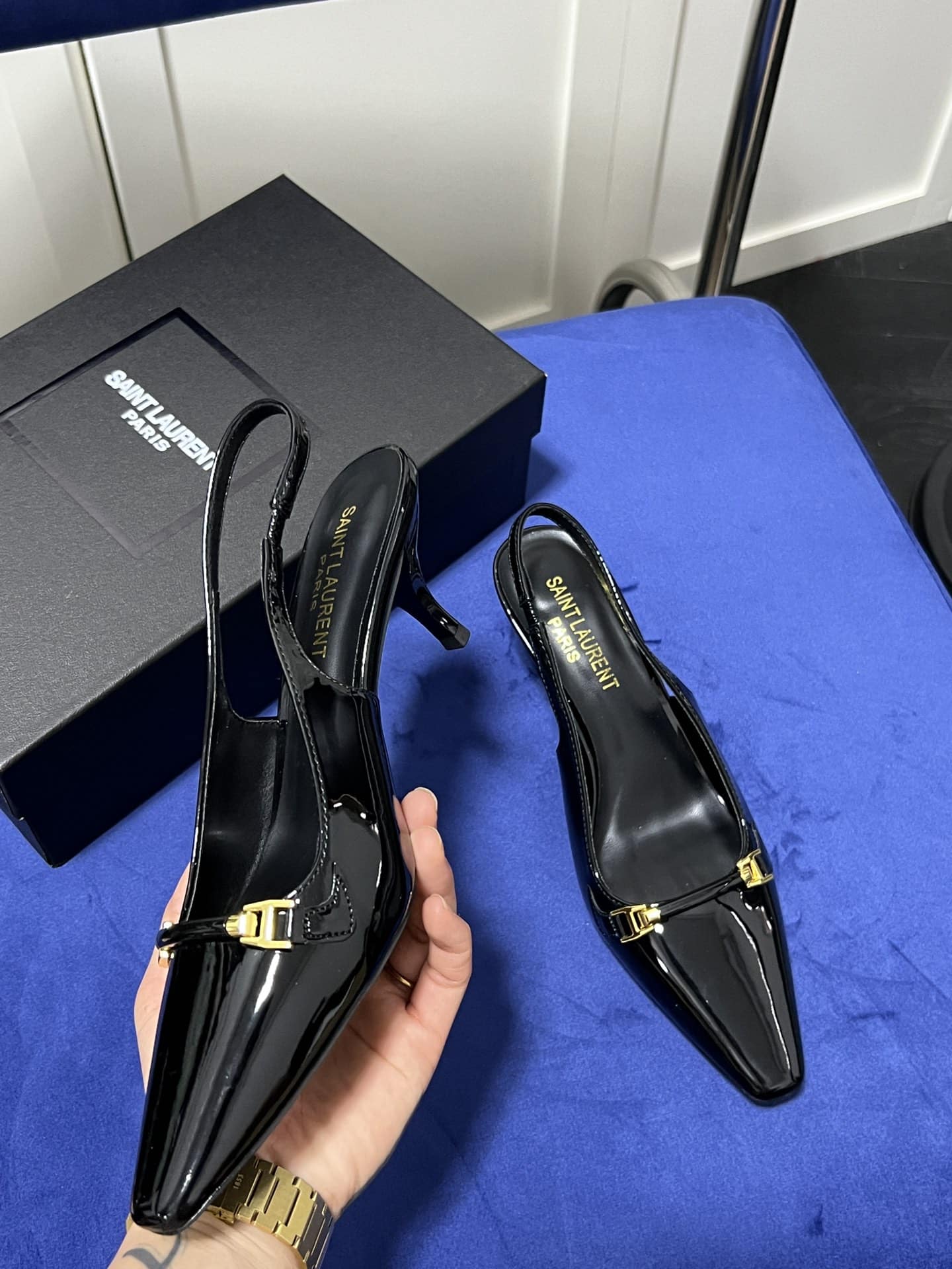 Saint Laurent Blade Patent Leather Pumps
