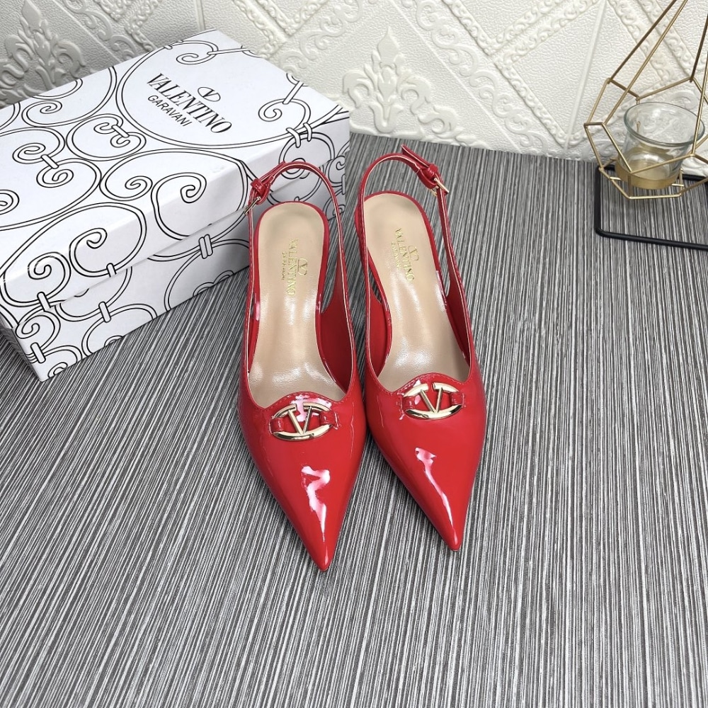 Valentino VLogo The Bold Edition Patent Leather Slingback Pumps, 60mm – Rouge Pur