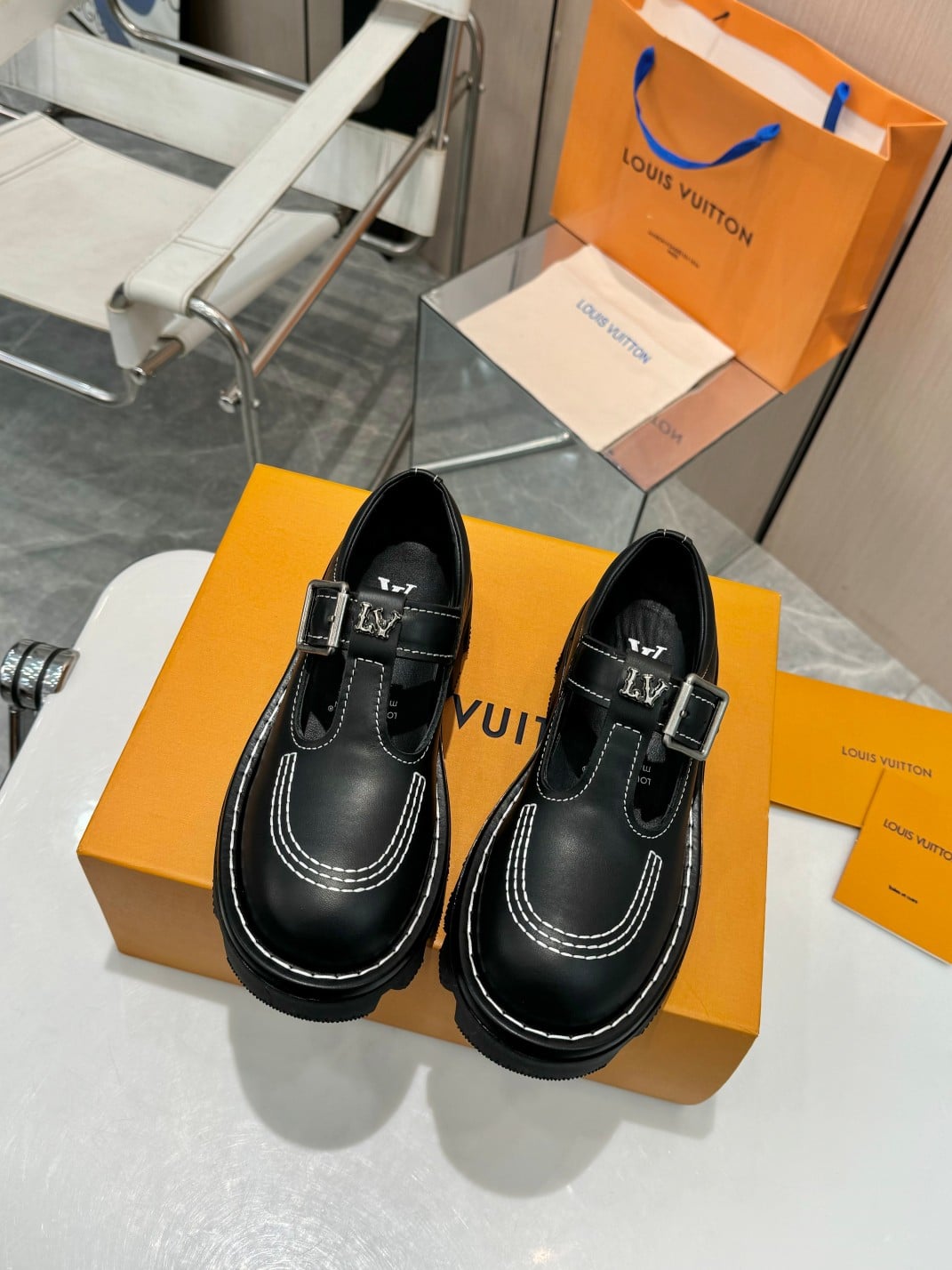 Louis Vuitton Lv Checker Mary Jane Black 1Acnow