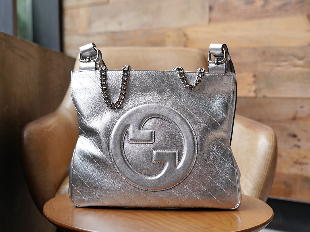 GUCCI BLONDIE SMALL TOTE BAG-Silver-751518
