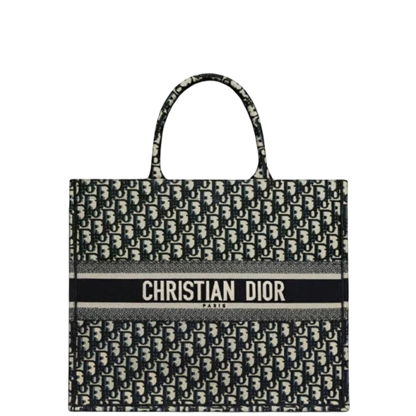 DIOR 42CM BLUE OBLIQUE EMBROIDERY LARGE BOOK TOTE
