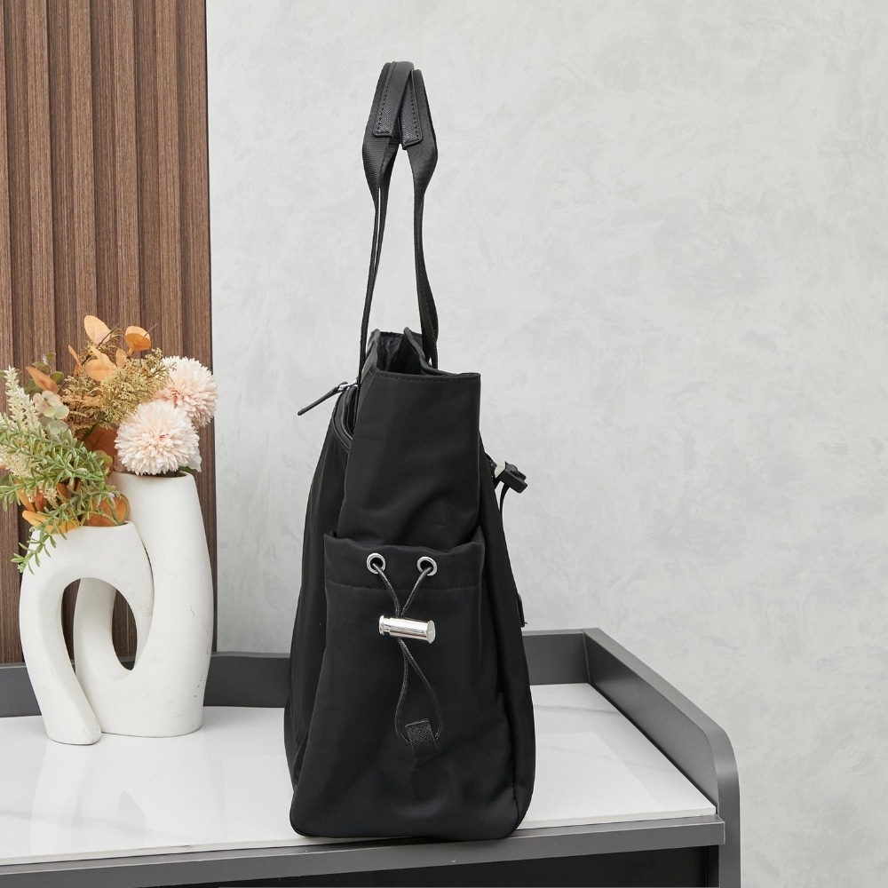 Prada Re Nylon And Saffiano Tote Black 39Cm