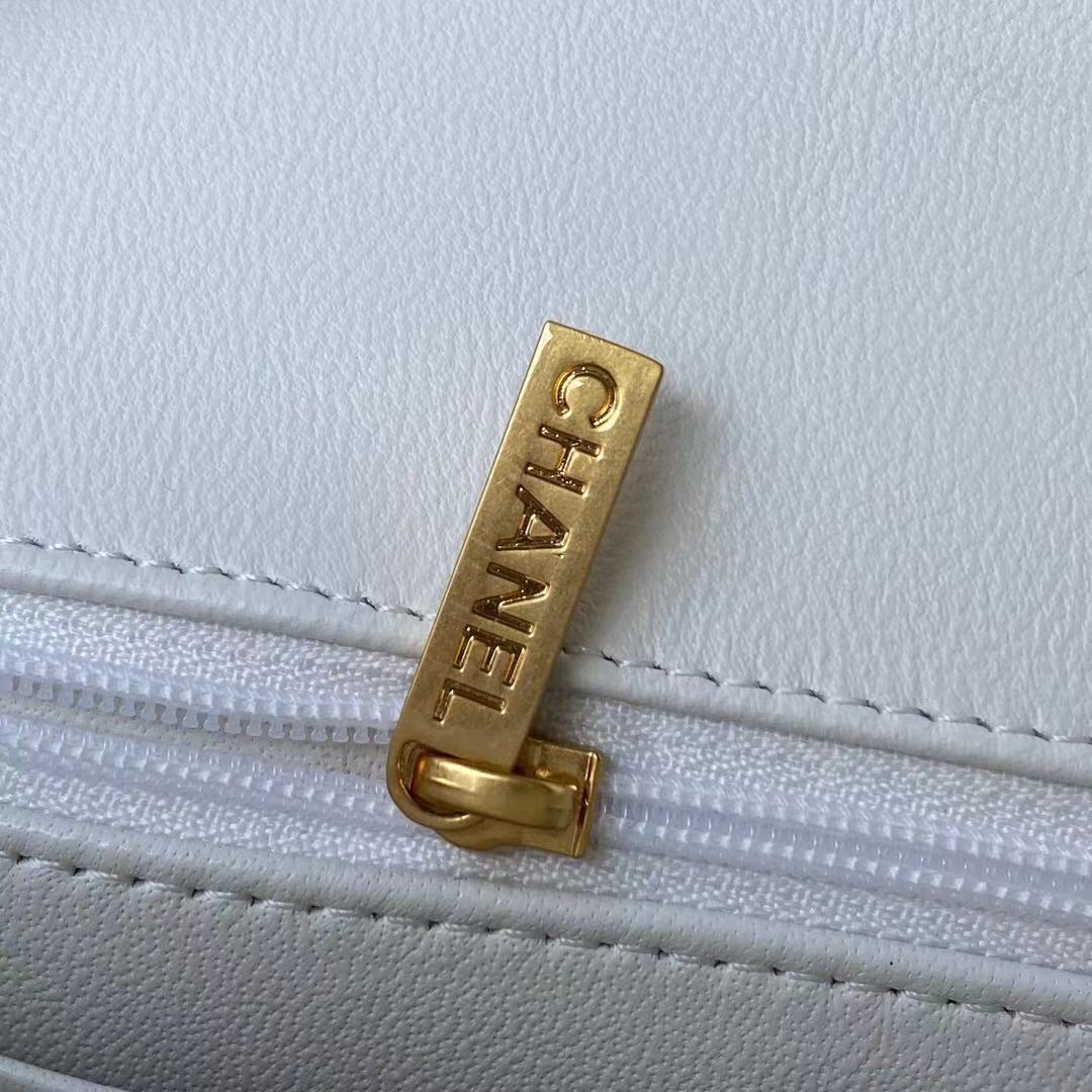 Chanel Mini Flap Bag With Top Handle White 20Cm As2431