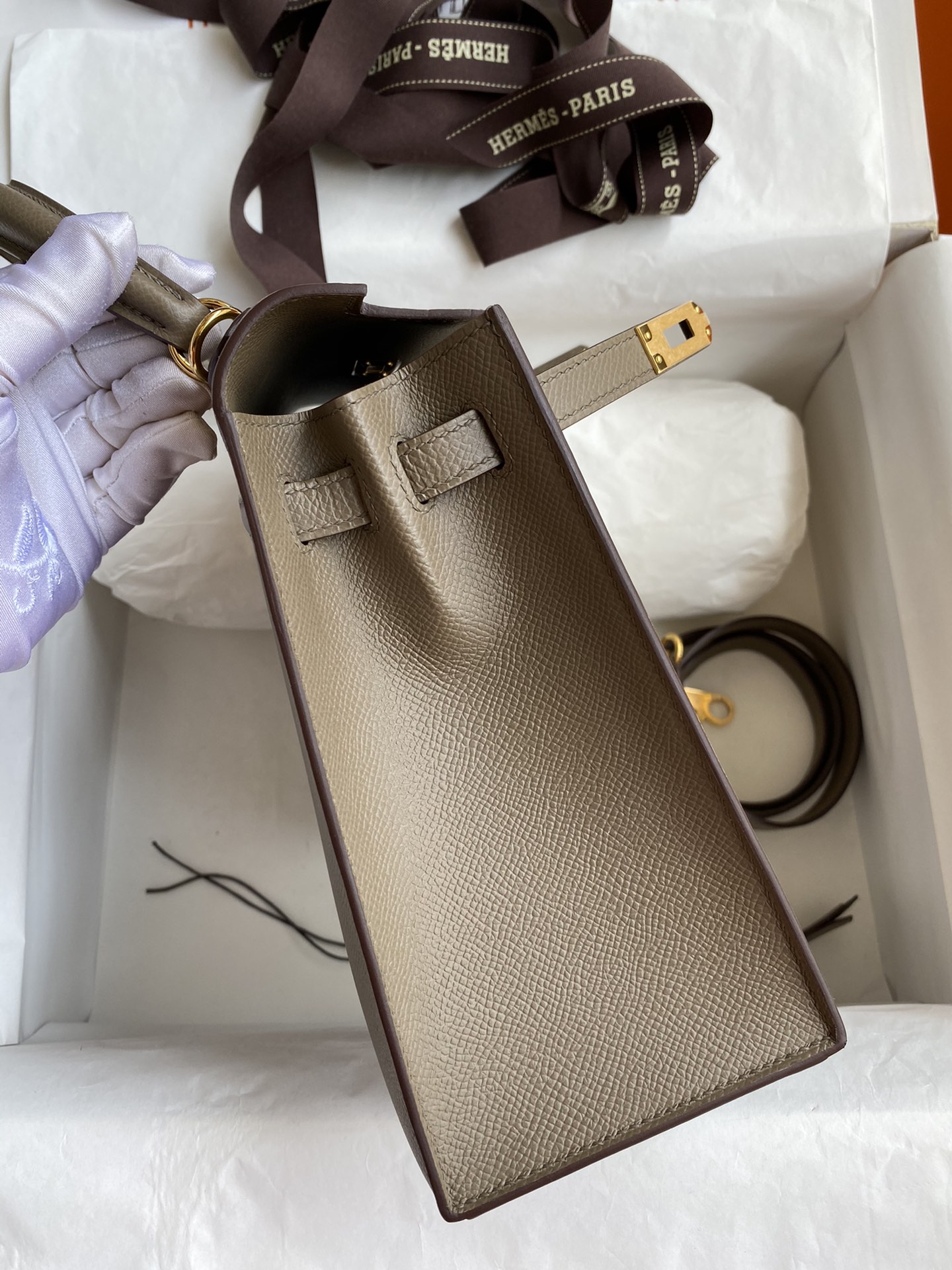 Hermes Kelly 25 Bag In Taupe Epsom Leather For Women 25cm/10in