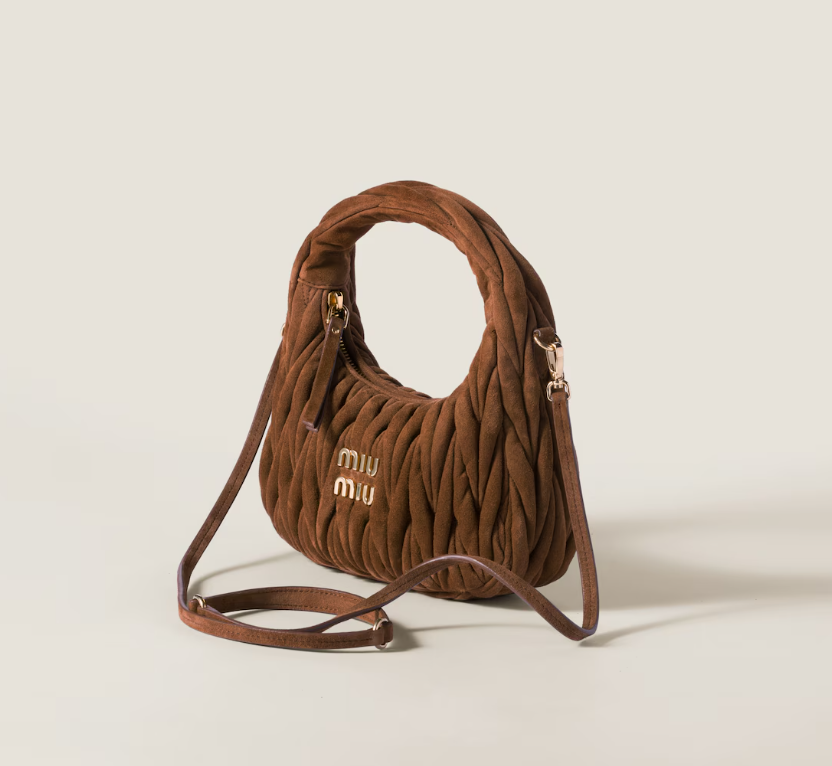 MiuMiu Wander matelassé suede bag
