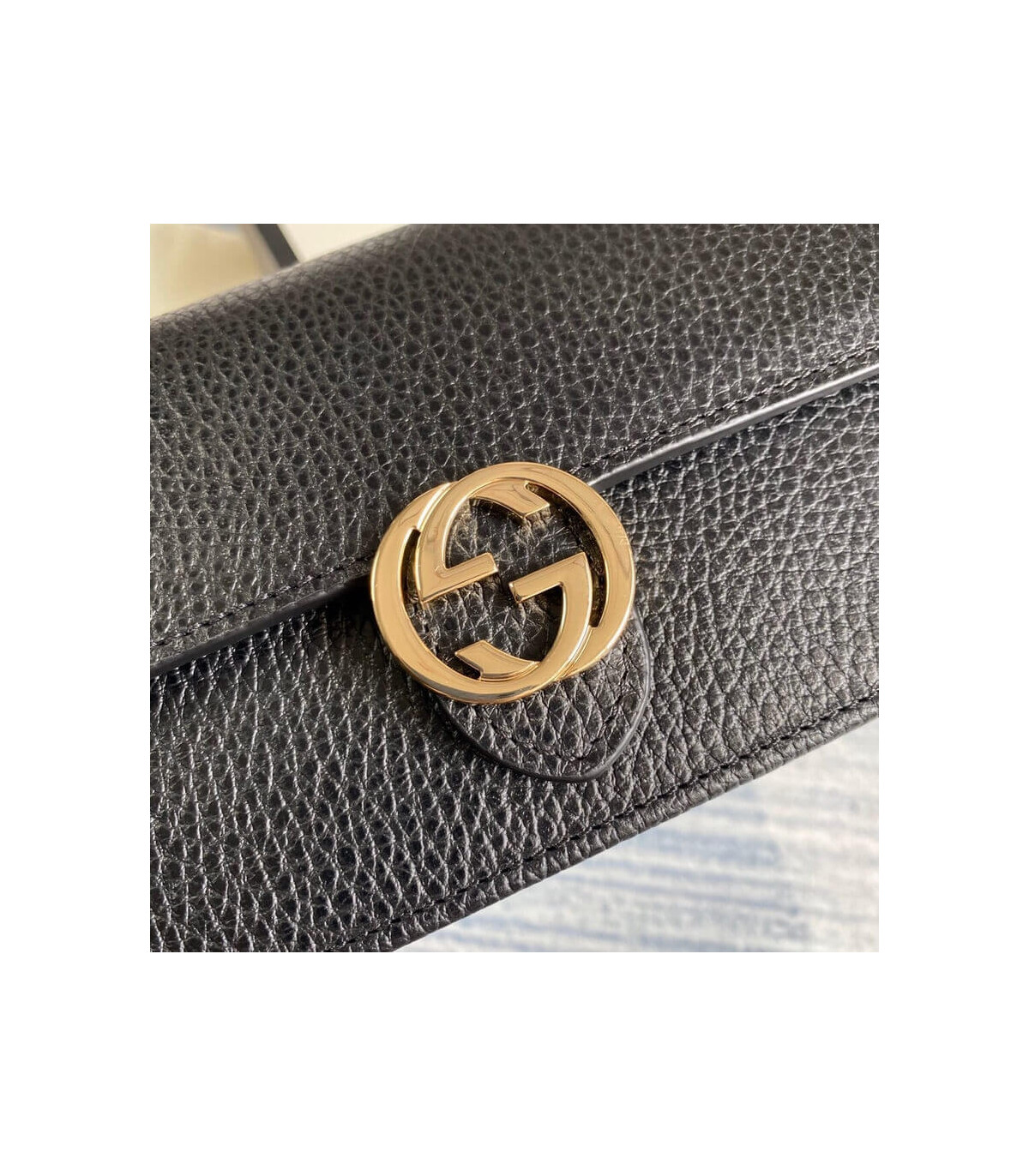 Gucci GG Interlocking Wallet On Chain Black
