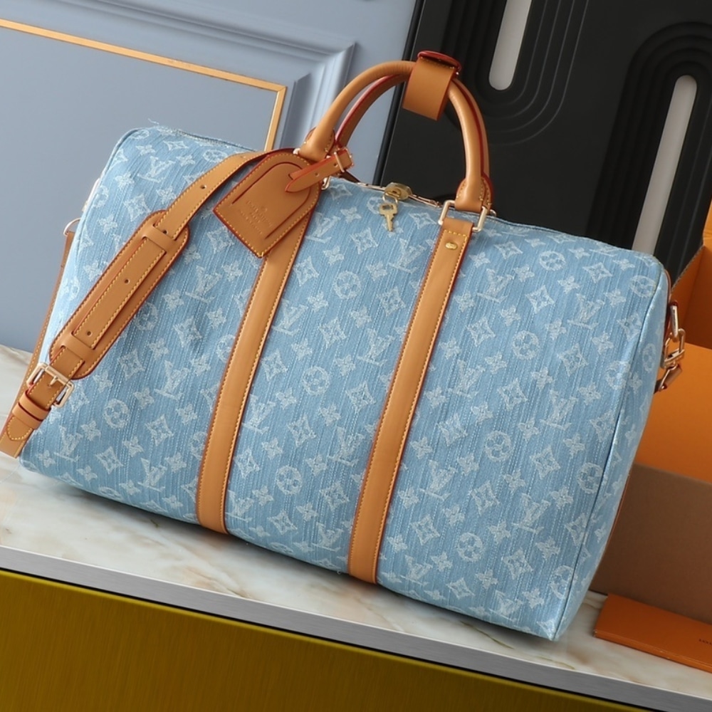 Louis Vuitton Keepall Bandoulièrè 45 Bag Sky Blue Denim 45Cm M25334