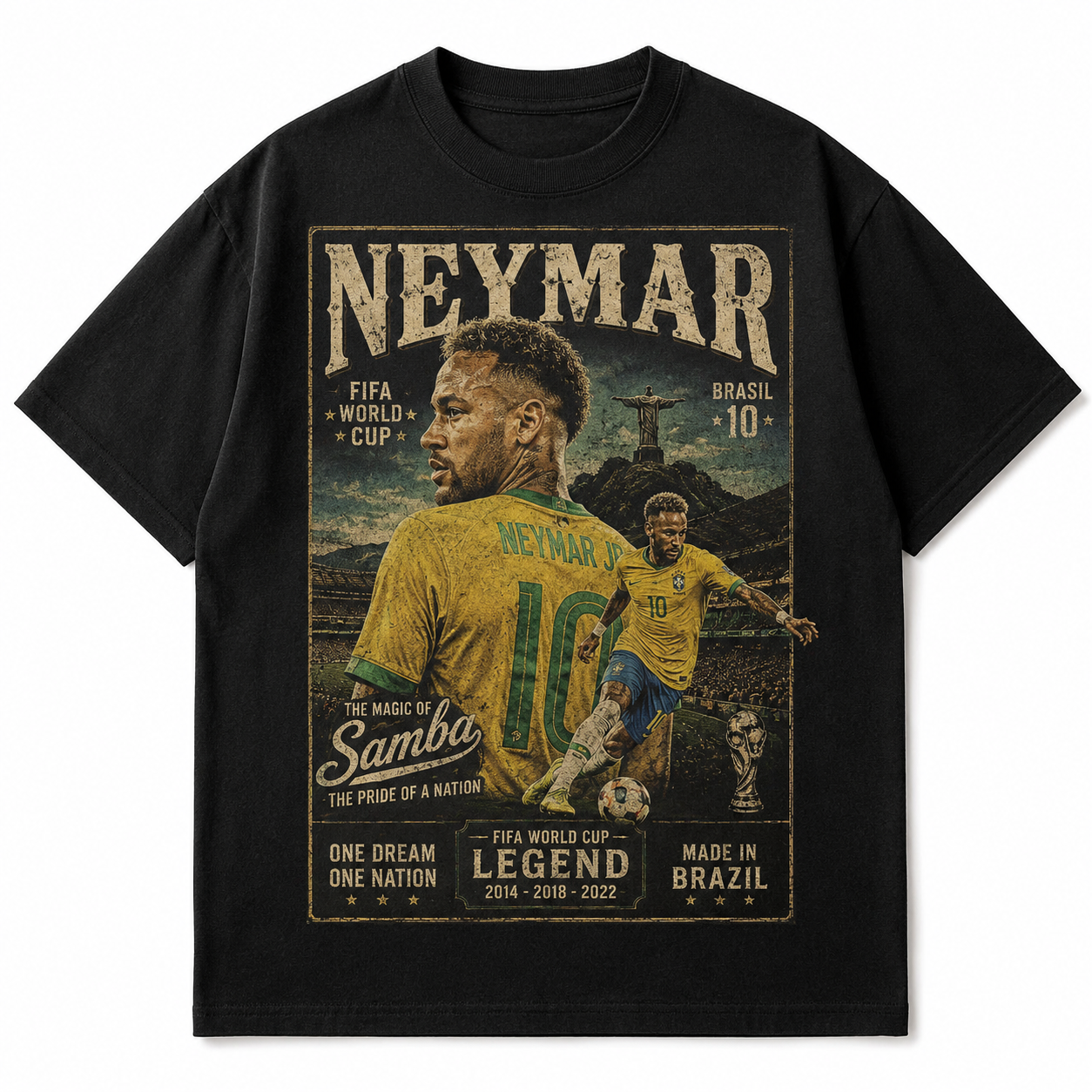 Neymar World Cup Printed T-Shirt  Unisex Loose Fit T-Shirt 100% Cotton Soft Comfortable Summer Casual Printed Top