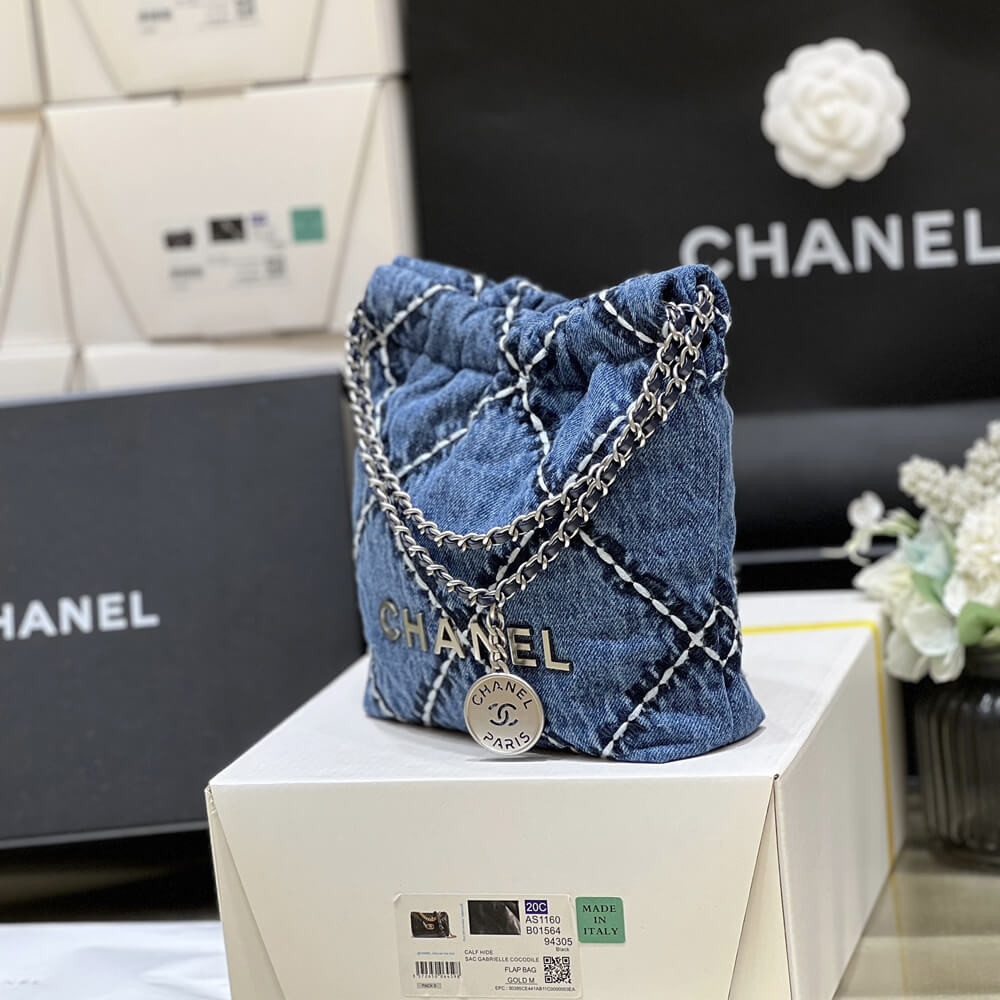 Chanel 22 Mini Handbag in Stitched Denim