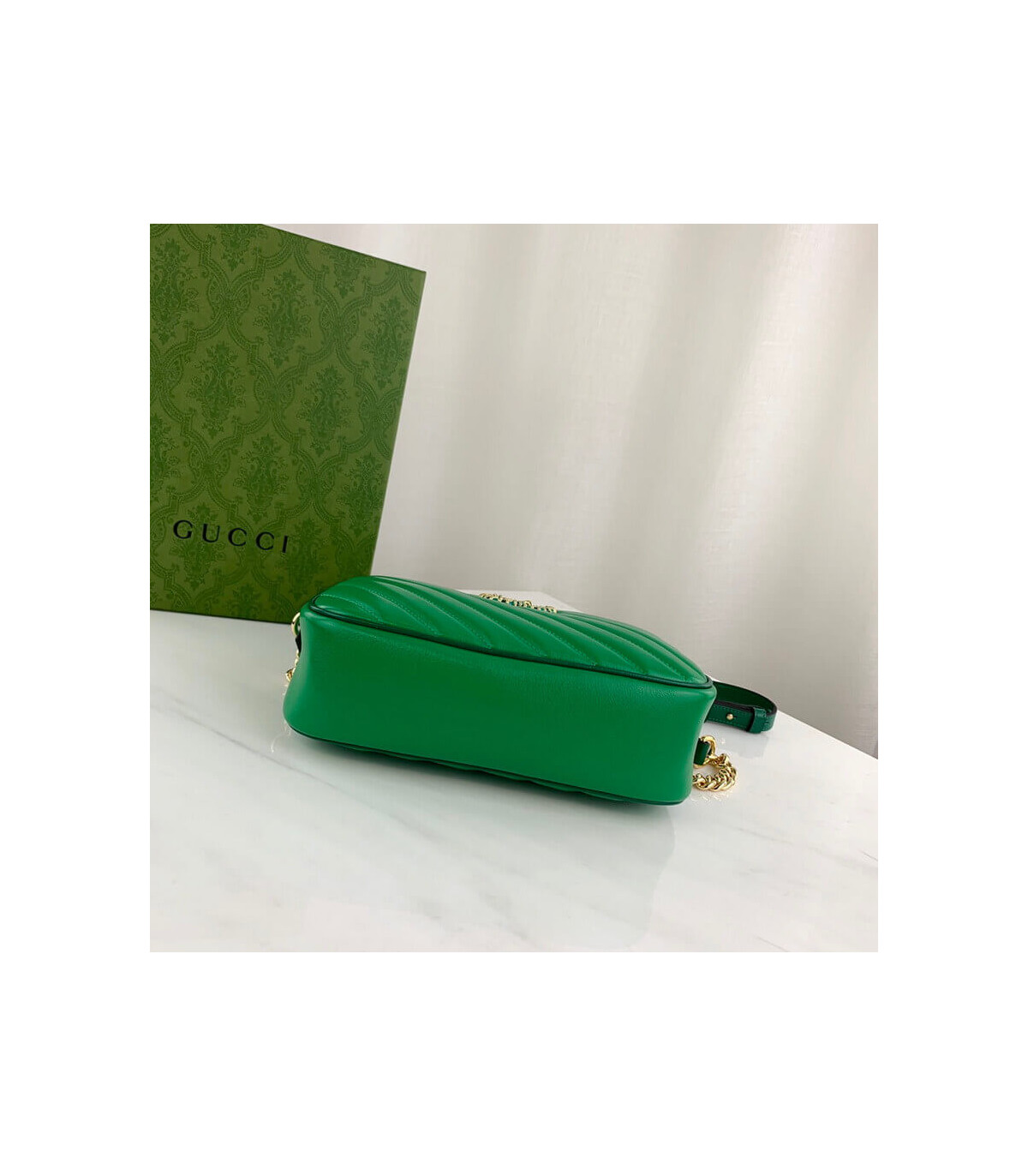 Gucci GG Marmont Small Shoulder Bag Green and Emerald Leather
