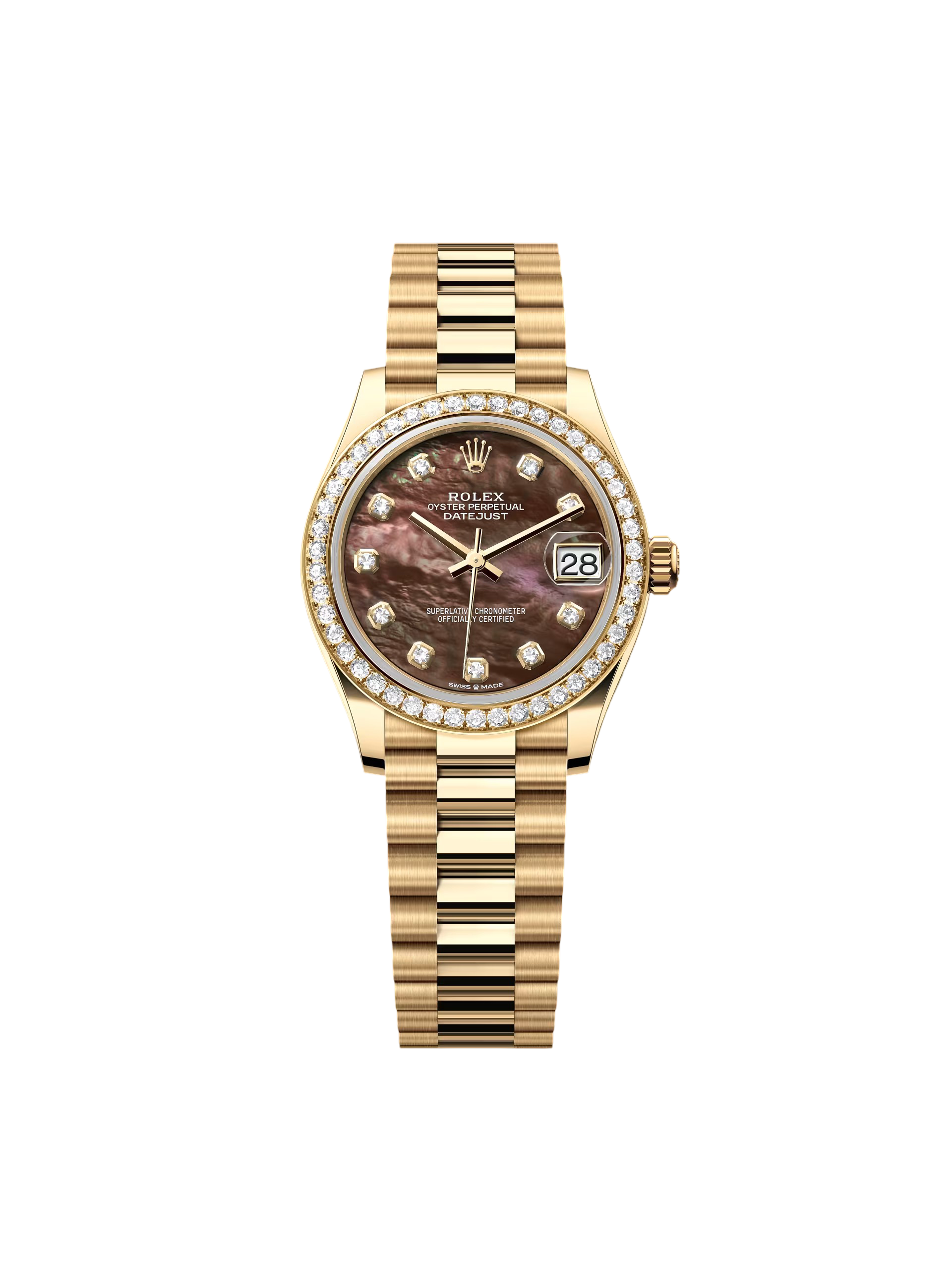 Rolex Datejust m278288RBR-0032 Black Mother-of-Pearl 31mm Dial President Bracelet Watch