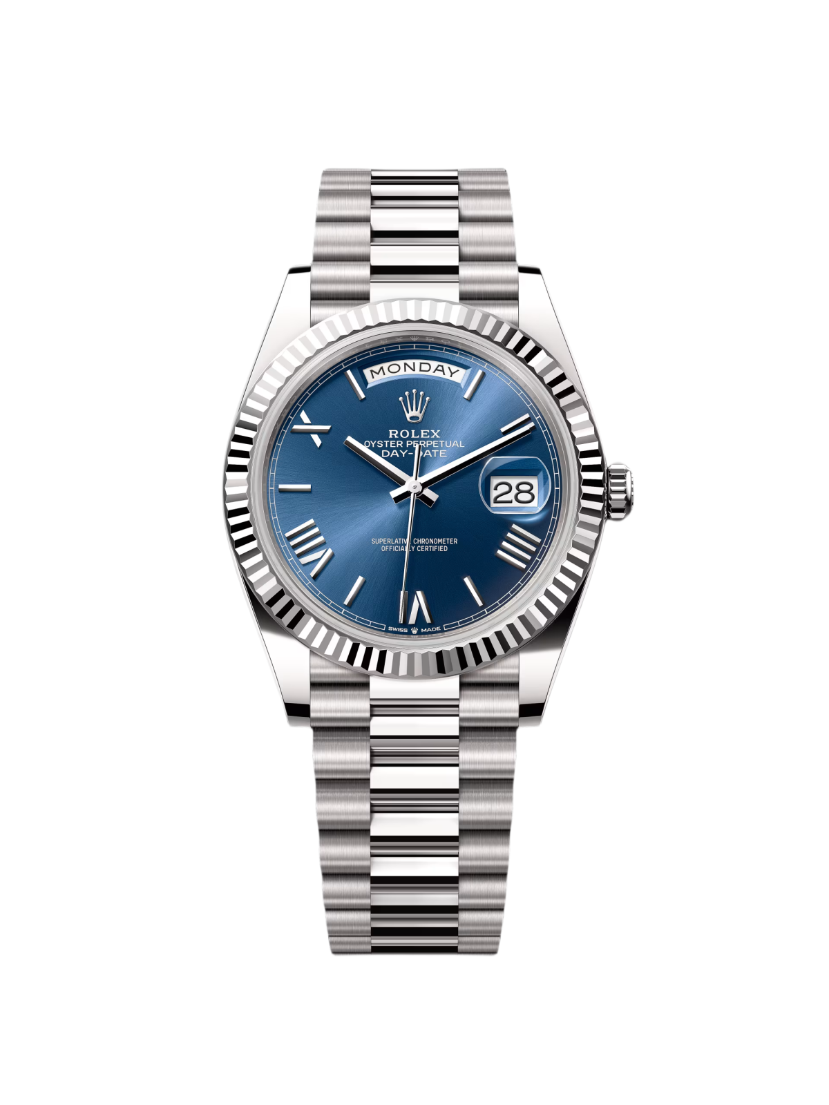 【Super Clone】RLX  Day-Date President 40mm White Gold Blue Roman Dial - 228239