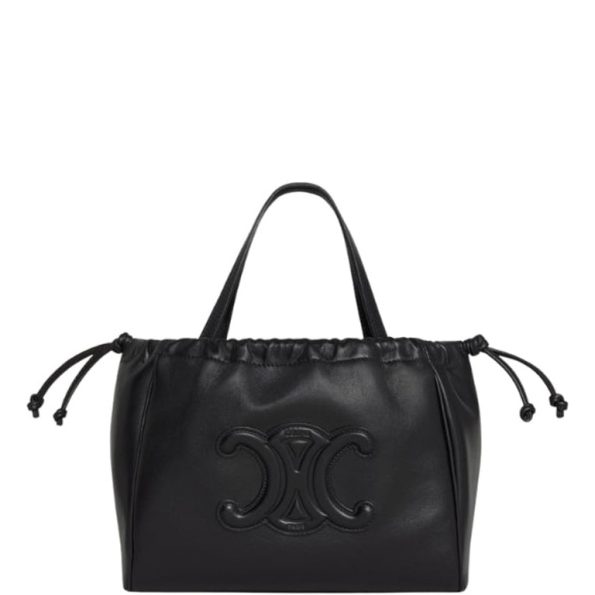 CELINE SMALL CABAS DRAWSTRING CUIR TRIOMPHE IN SMOOTH CALFSKIN BLACK 24CM