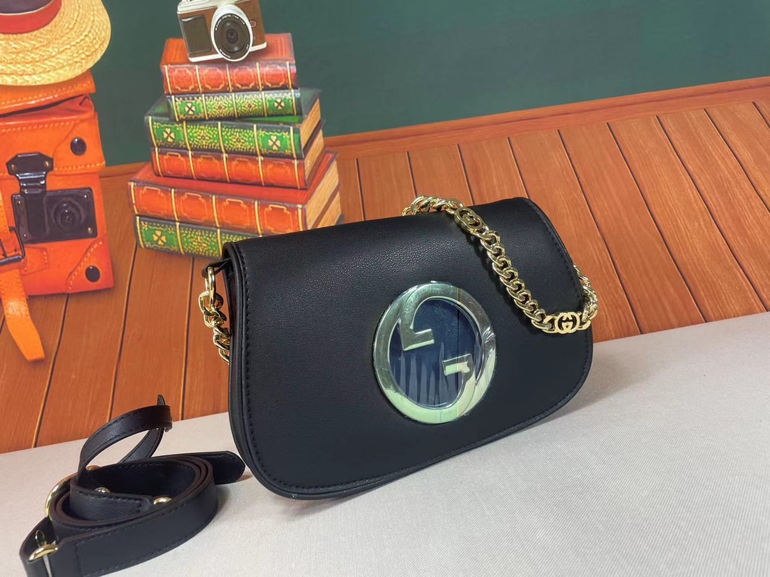 Gucci Blondie Shoulder Bag Black Leather 28Cm 699268 Uxx0G 1000