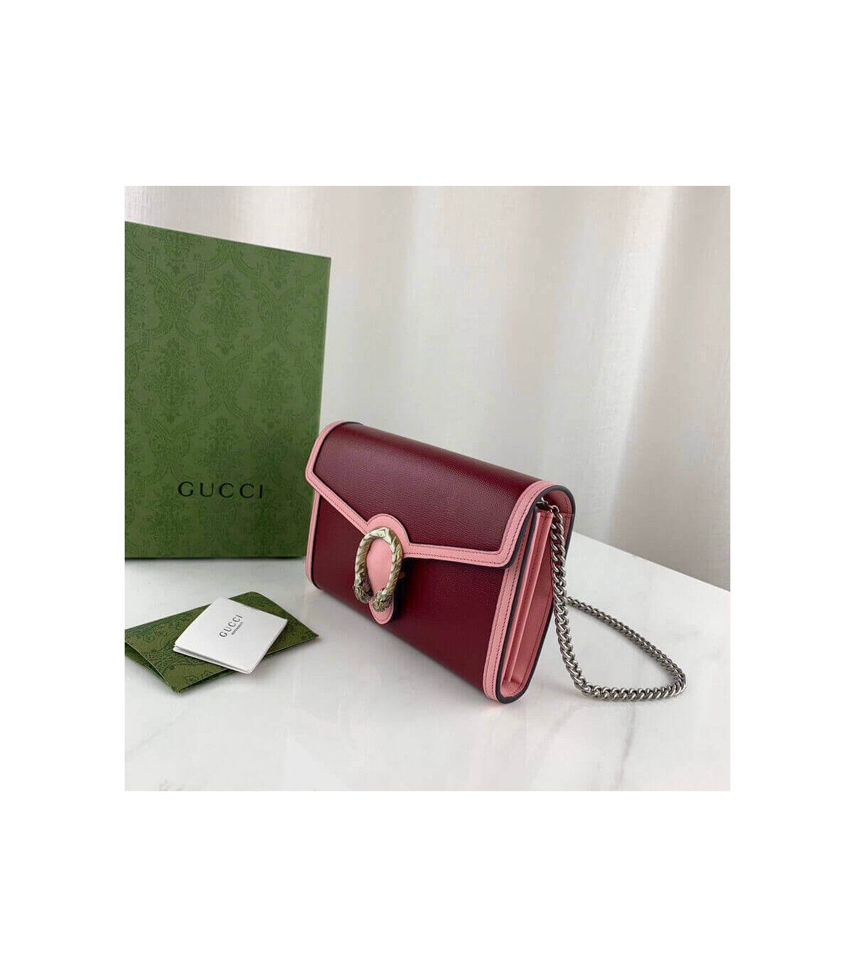 Gucci Dionysus Mini Chain Bag in Red and Pink Leather 20cm