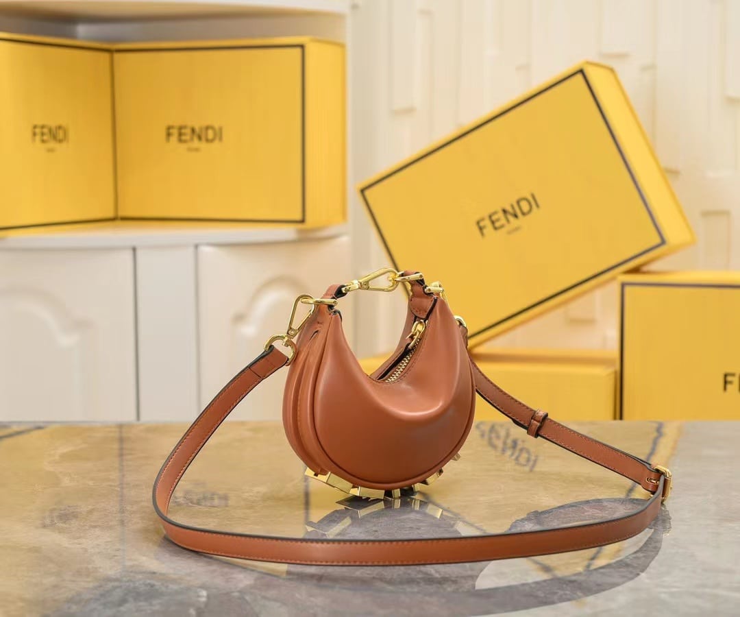 Fendi Fendigraphy Mini Leather Mini Bag Brown 16Cm 8Bs081A5Dyf1Mqi