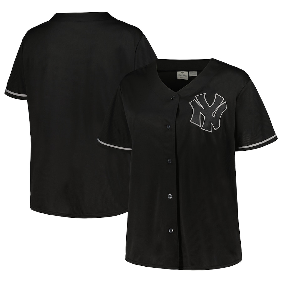 New York Yankees Women's Plus Size Pop Fashion Button-Up Jersey Black/Navy