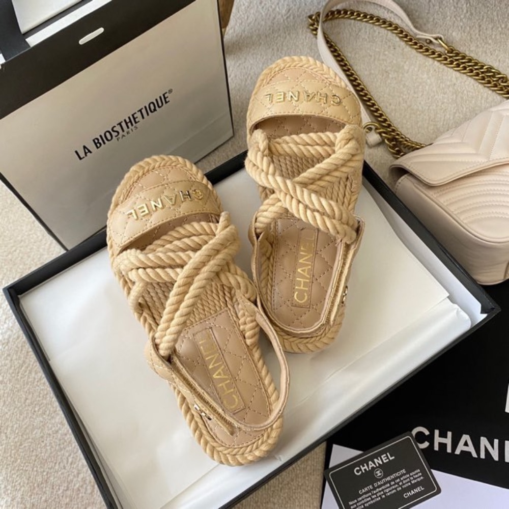 Chanel Rope Sandals Strap Biege