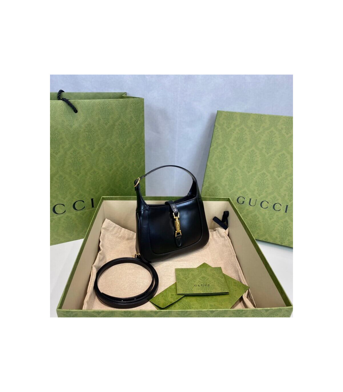 Gucci Jackie 1961 Mini Hobo Bag In Black Leather 19cm