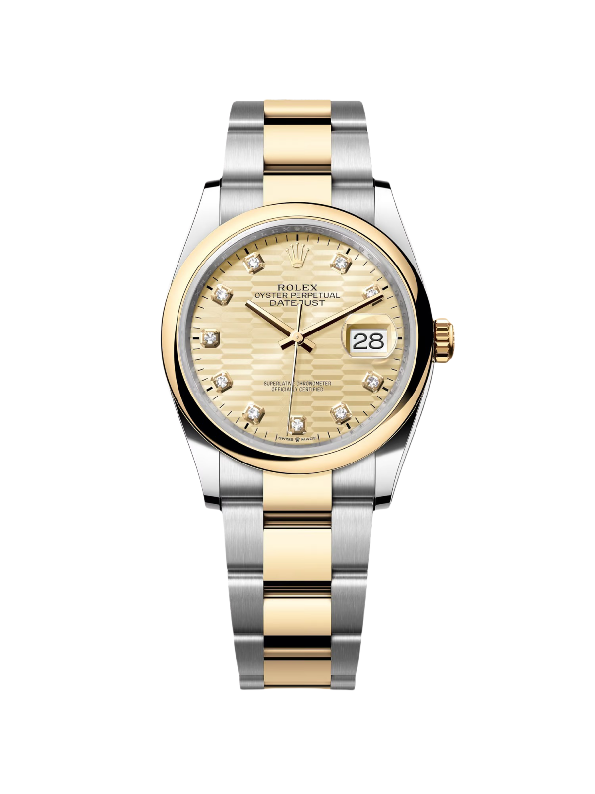 Rolex  Datejust 36mm 126203 Golden Fluted Dial Domed Bezel Oyster Bracelet