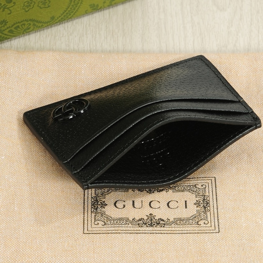 Gucci GG Marmont Card Case Black Leather 10Cm ‎657588 1T56F 1000