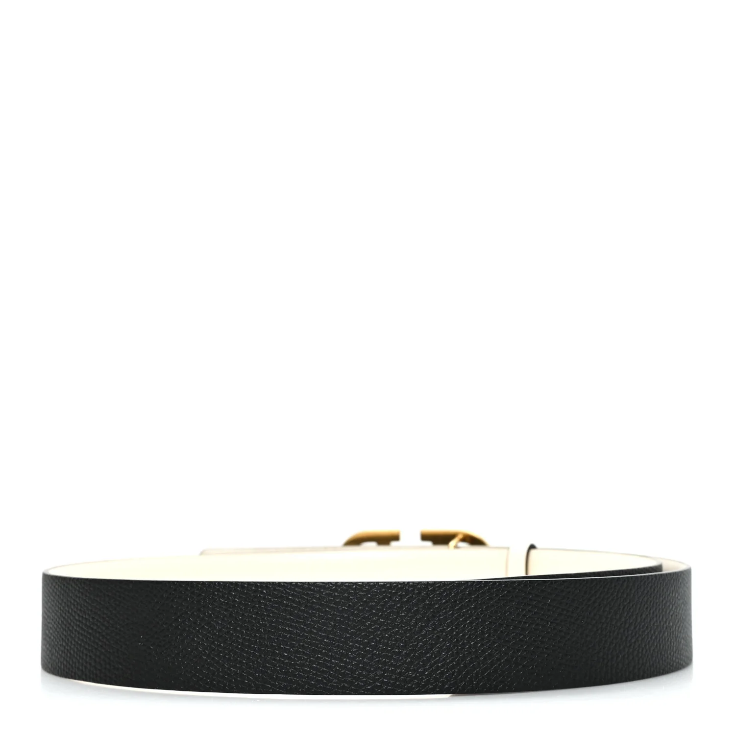 Glossy Calfskin Grainy Calfskin Hammered VLogo Reversible 30mm Belt 80 32 White Black