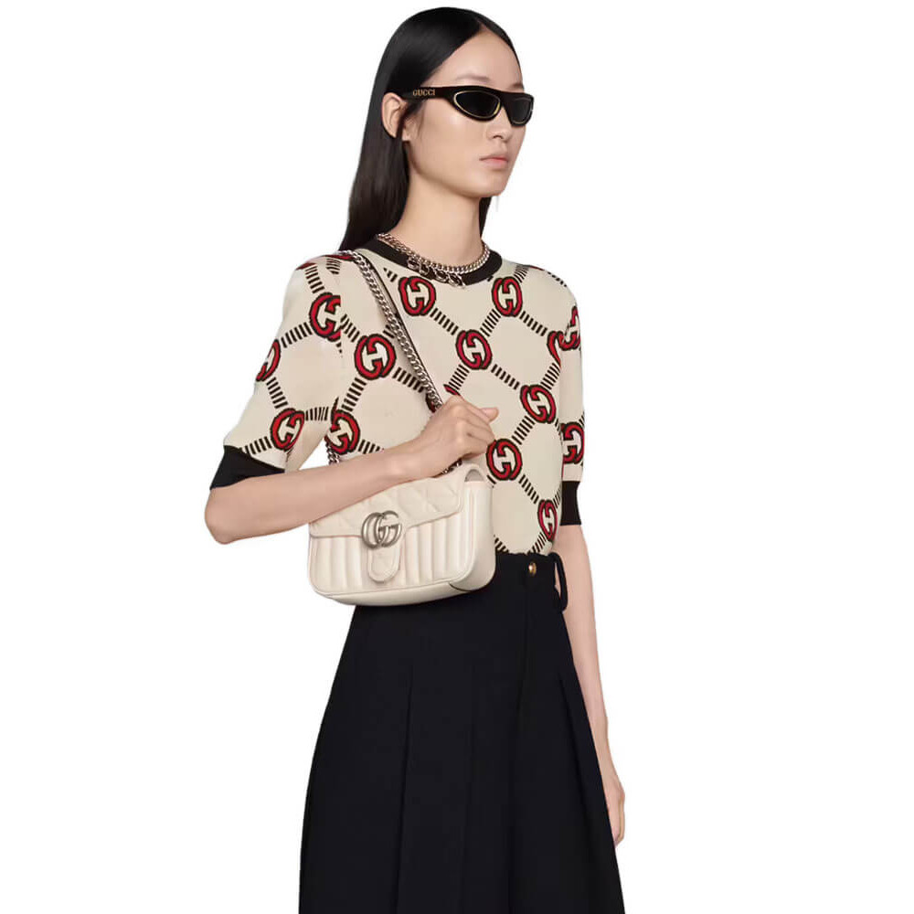 Gucci GG Marmont Mini Shoulder Bag White