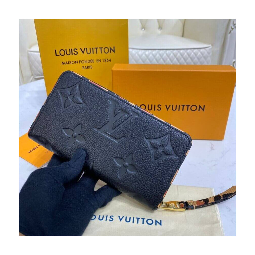 Louis Vuitton Monogram Empreinte Leather with Animal-Print Zippy Wallet Black