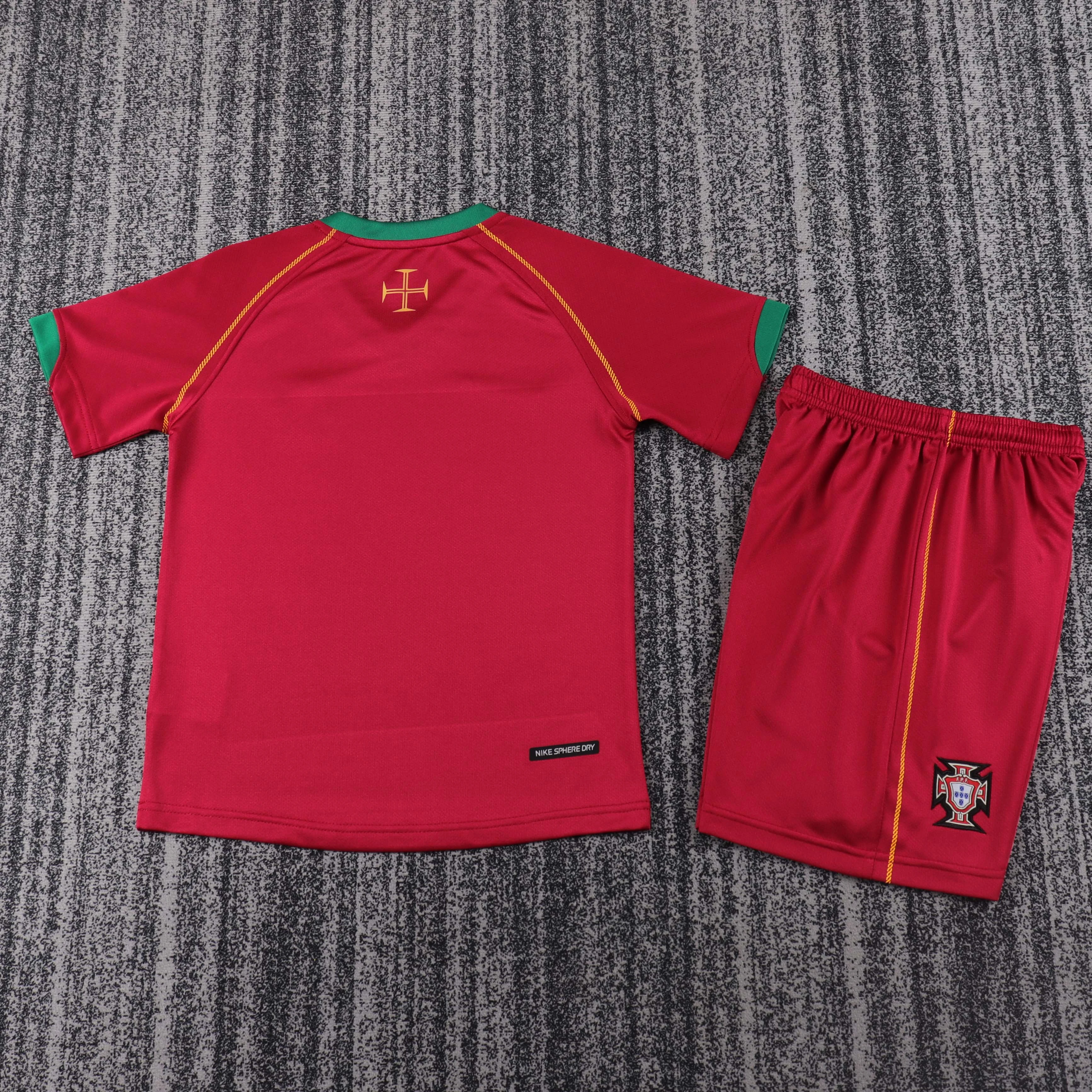 Retro Kids 2006 Kids Portugal Home football jersey
