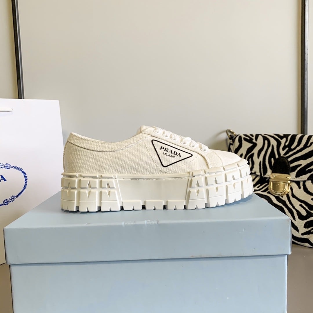 Prada Double Wheel Re Nylon Gabardine Sneaker White 1E260M 3Lfx F0009 F B050