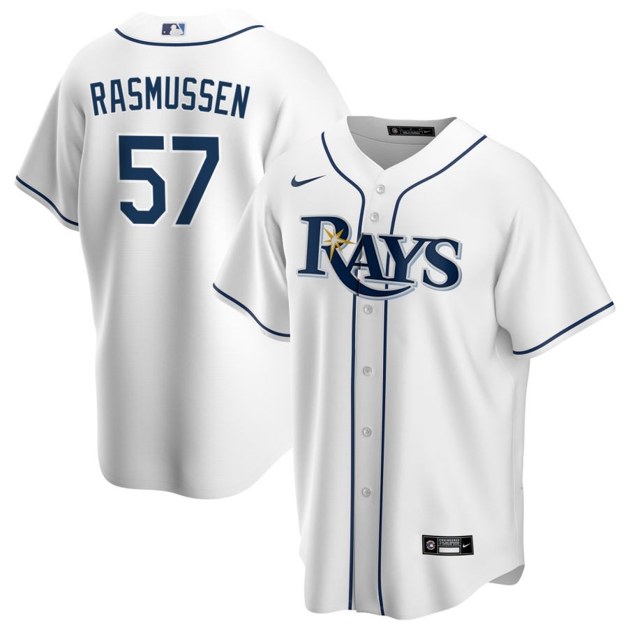 Men's Tampa Bay Rays Nike White Home Replica  Jersey-Drew Rasmussen