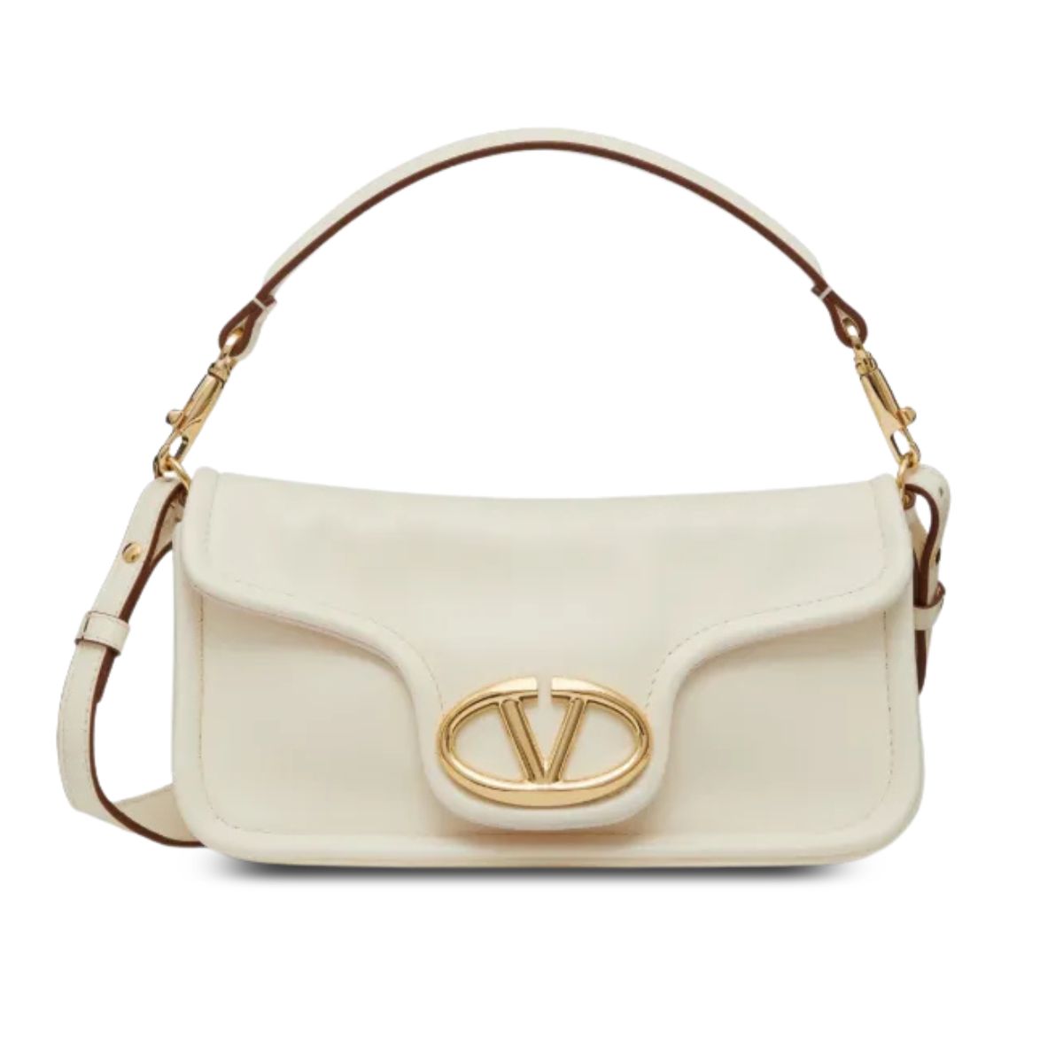 Valentino Garavani VLogo 1960 Nappa Leather Shoulder Bag White 28Cm