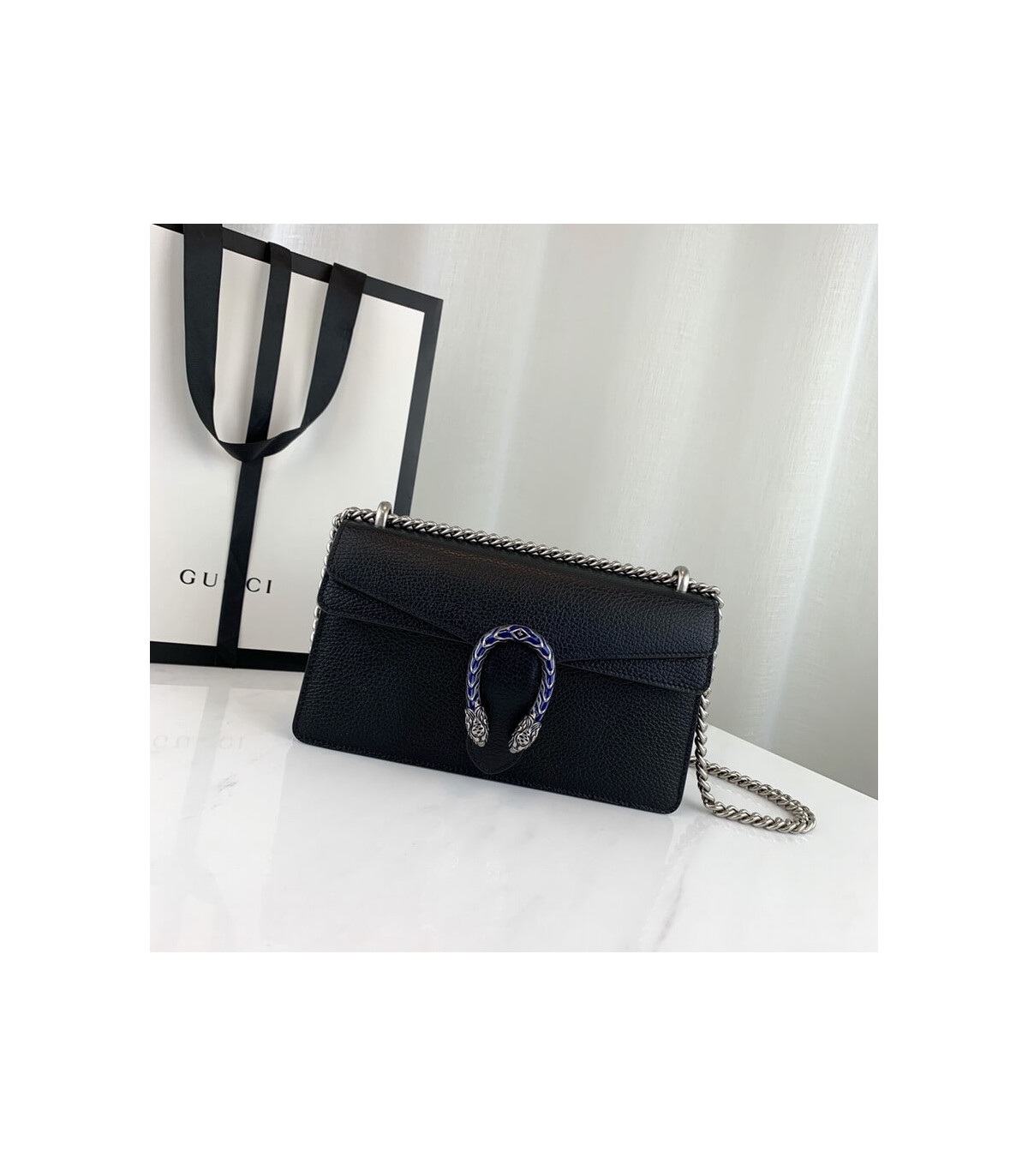 Gucci Dionysus Small Shoulder Bag in Black Leather