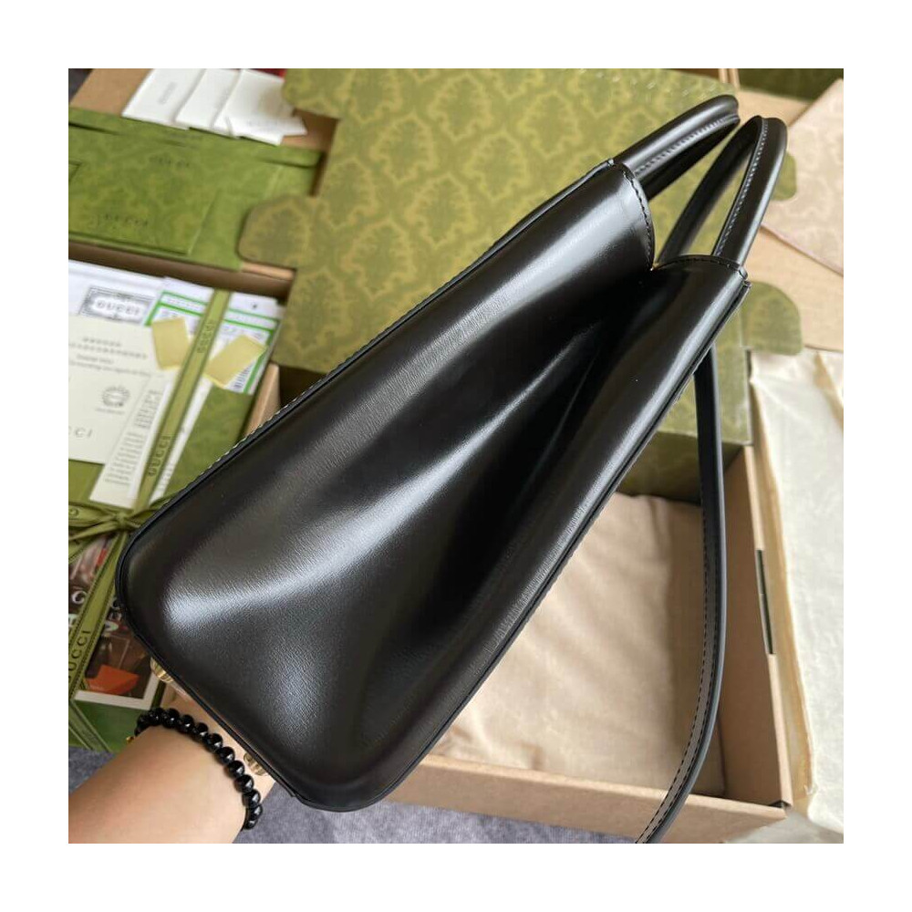 Gucci Jackie 1961 Medium Tote Bag in Black Leather 30cm