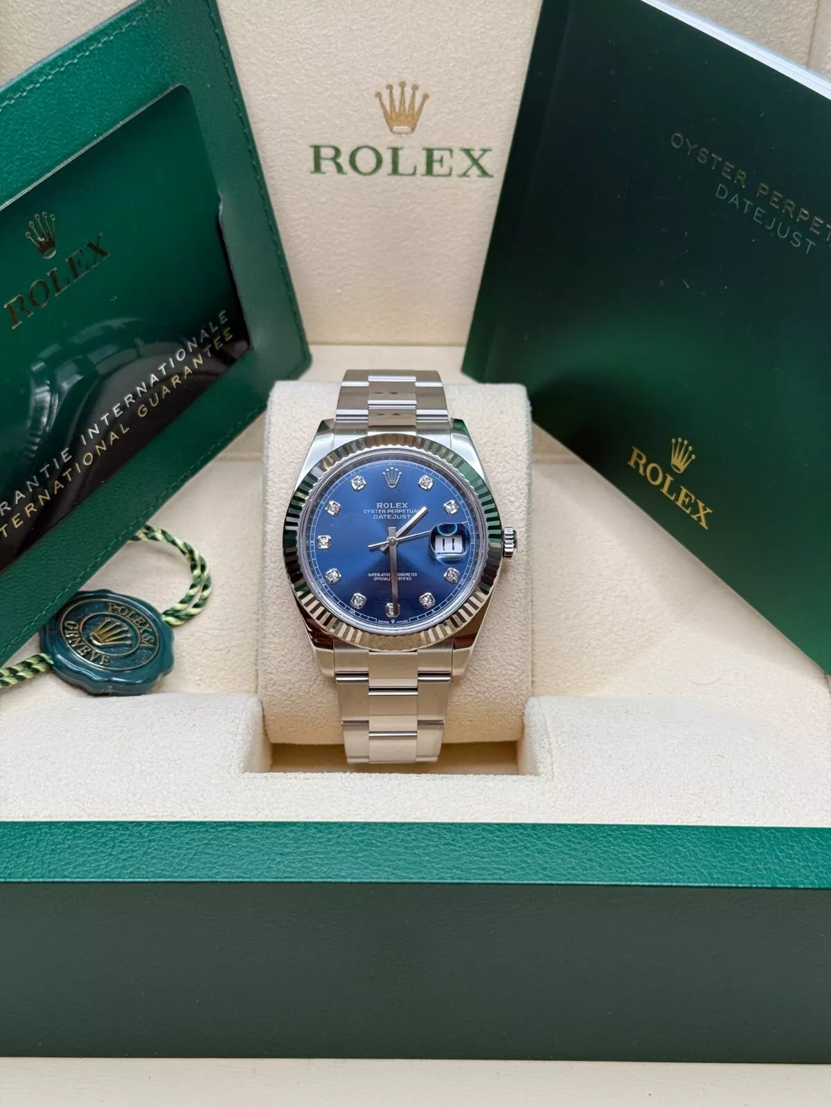 【Super Clone】RLX  Datejust 41mm 126334 Blue Diamond Oyster Stainless Steel Mens Watch