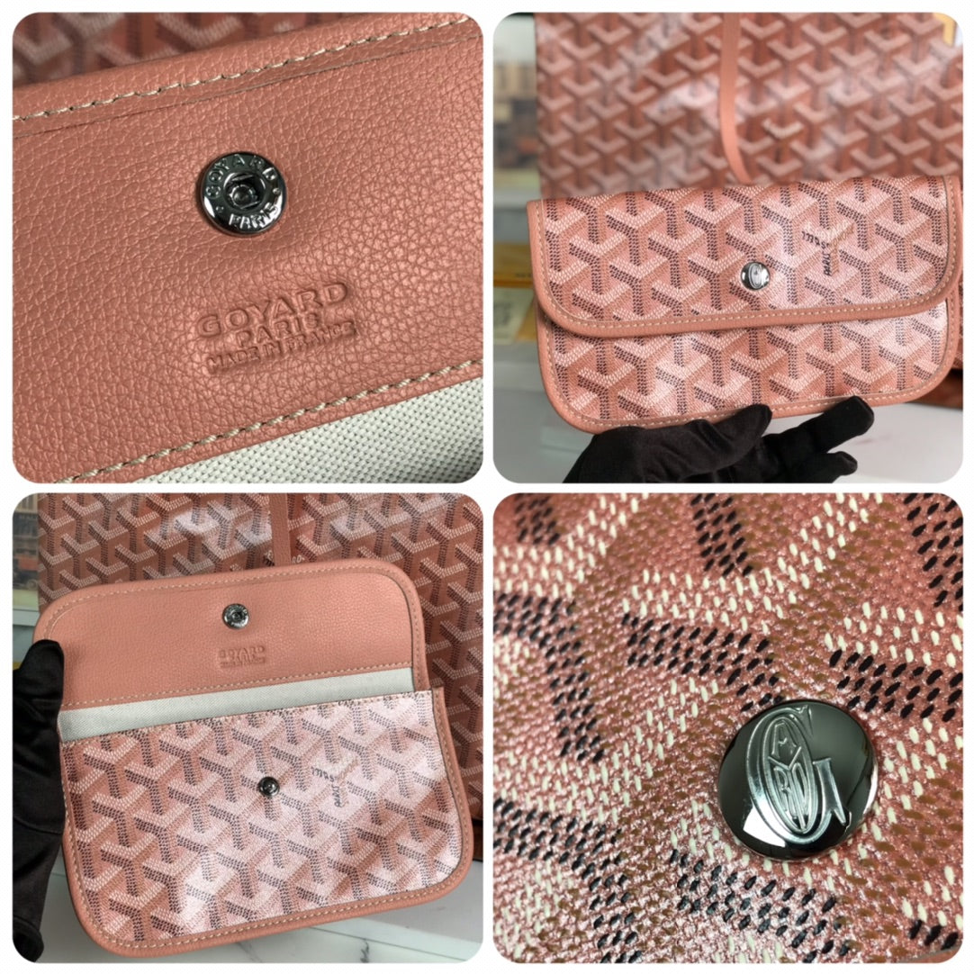 Goyard Saint Louis Pm 34cm Manhattan Pink Goyardine Canvas And Calfskin