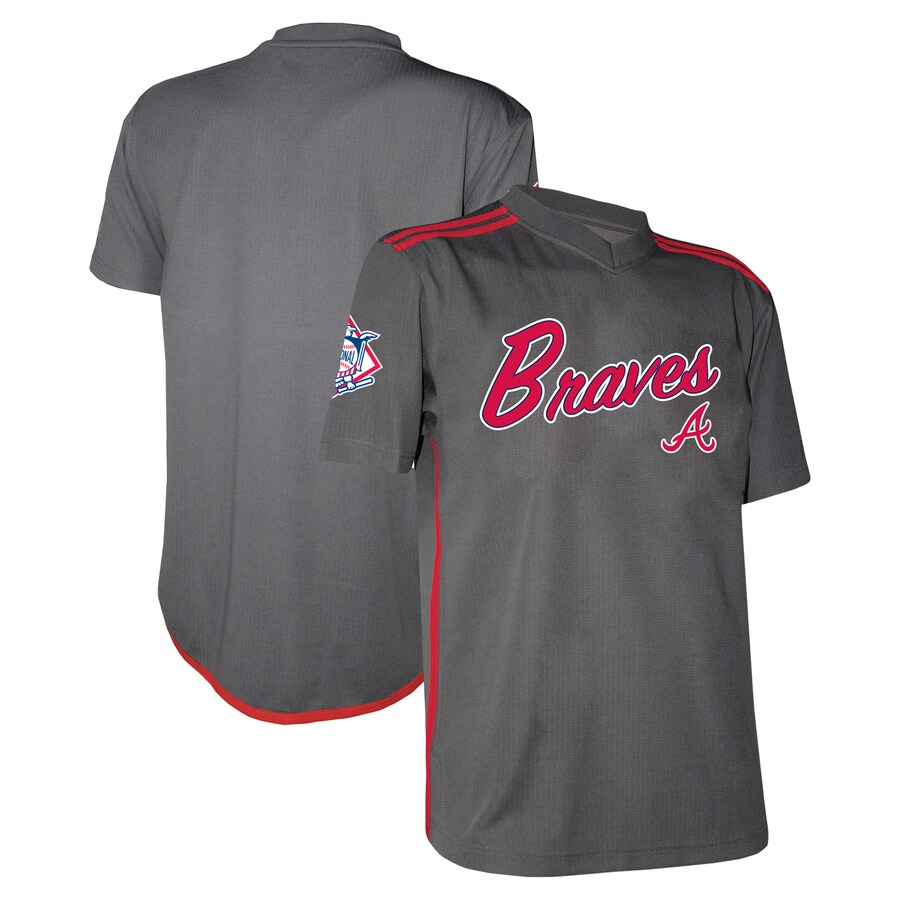 Atlanta Braves Stitches Team V-Neck Jersey Charcoal