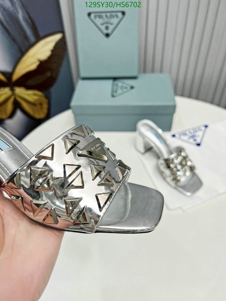 Prada Studded Metallic Leather Mules Silver