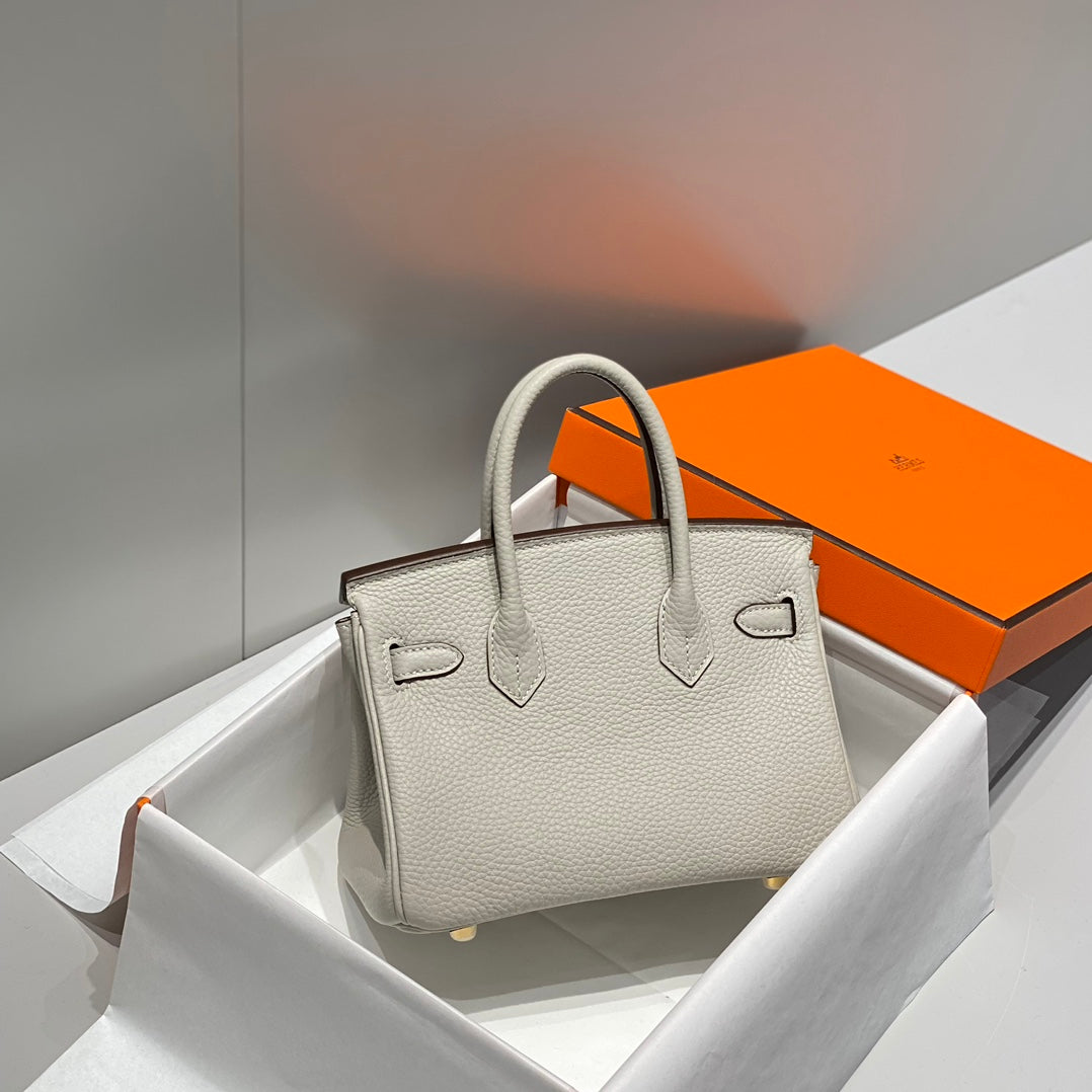 Hermes Birkin 20Cm Pearl Gray Togo Leather Gold Hardware